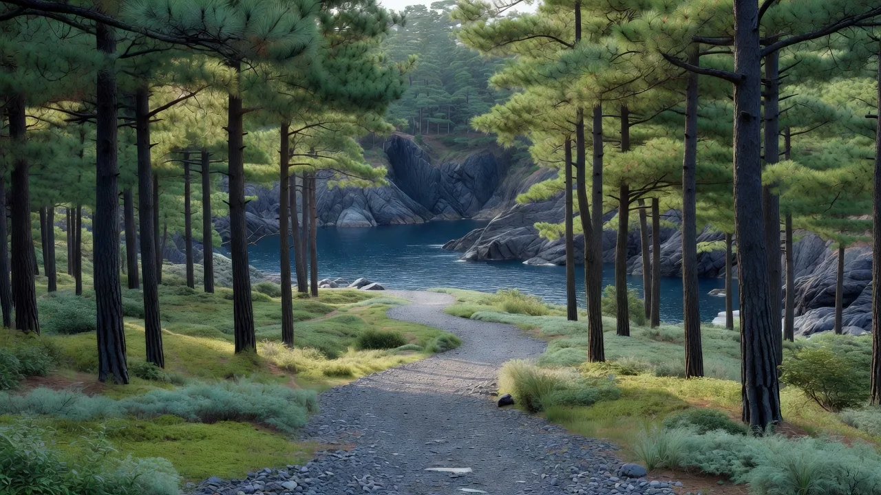 松林を抜ける海辺の道